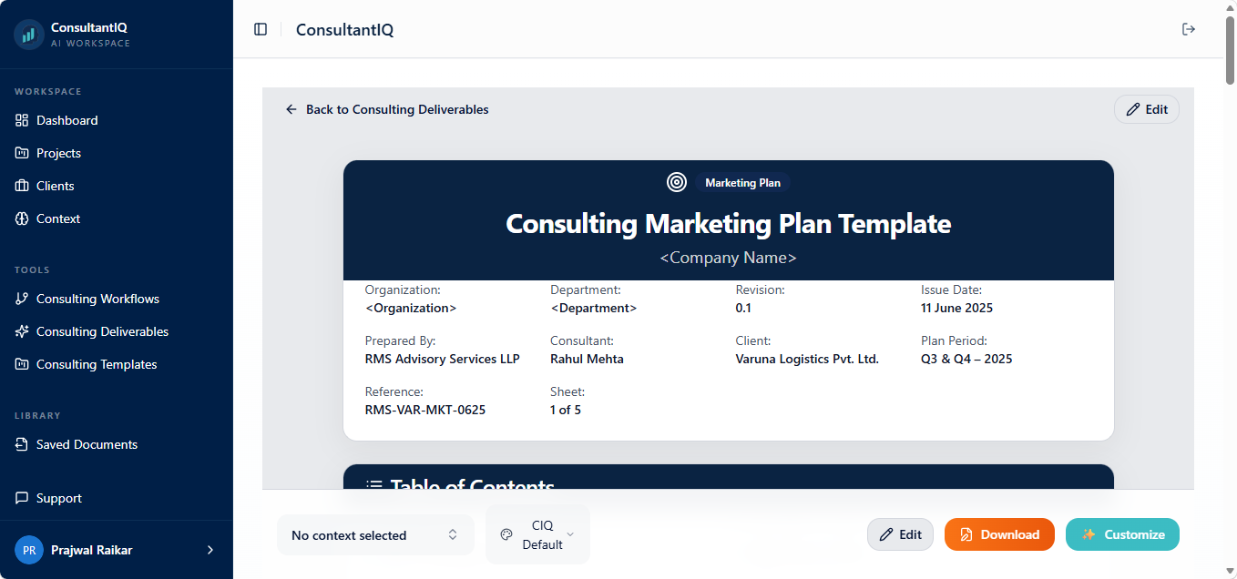 ConsultantIQ doc — Consulting Marketing Plan Template