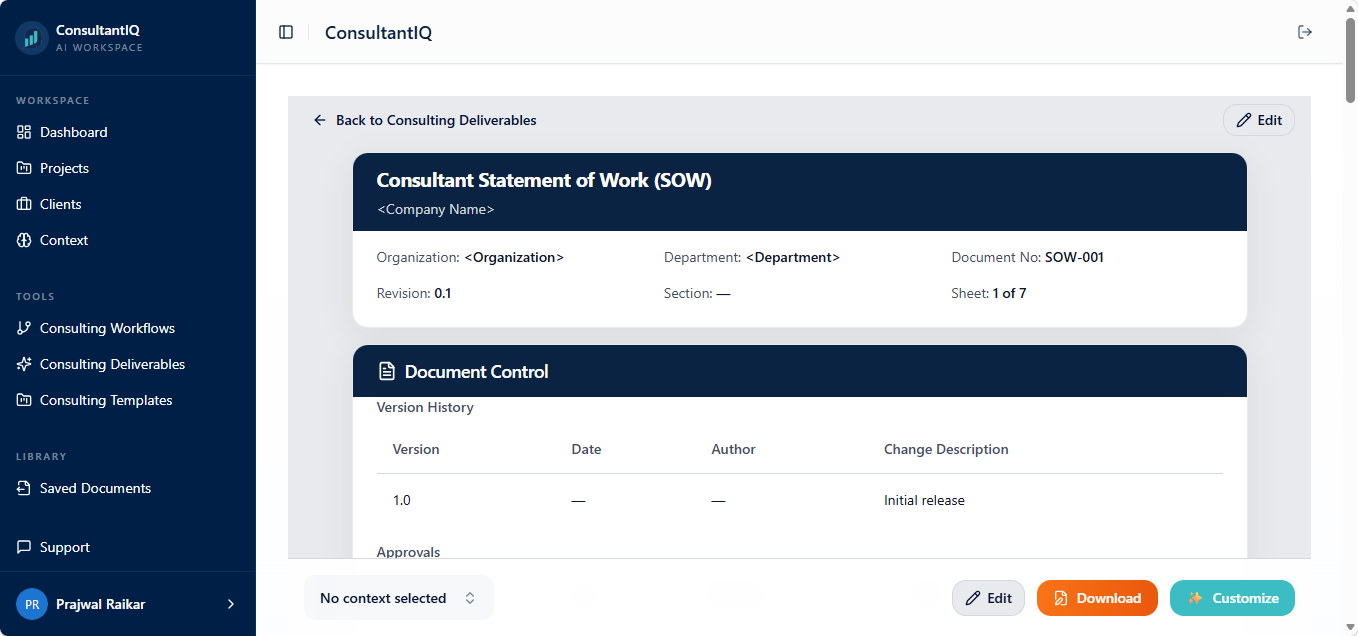 ConsultantIQ doc — Consultant Statement of Work